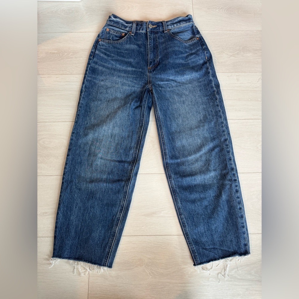 Denim Forum Women's Straight Leg Jeans in Dark Blue